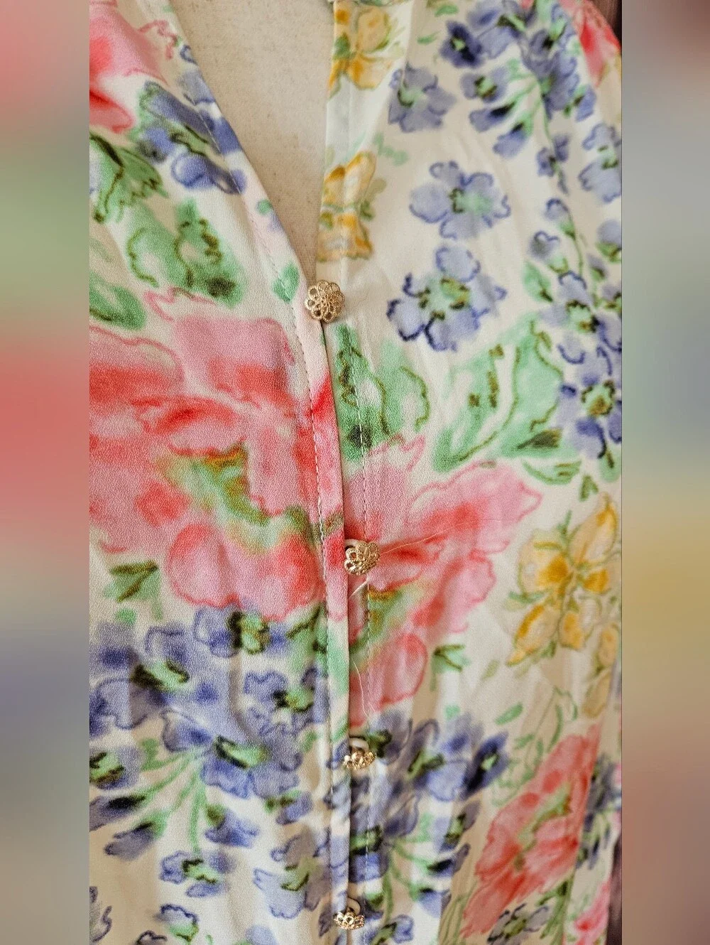 NWT Rose & Olive Georgette Button Front Floral Top Plus Size 1X - Picture 3 of 9